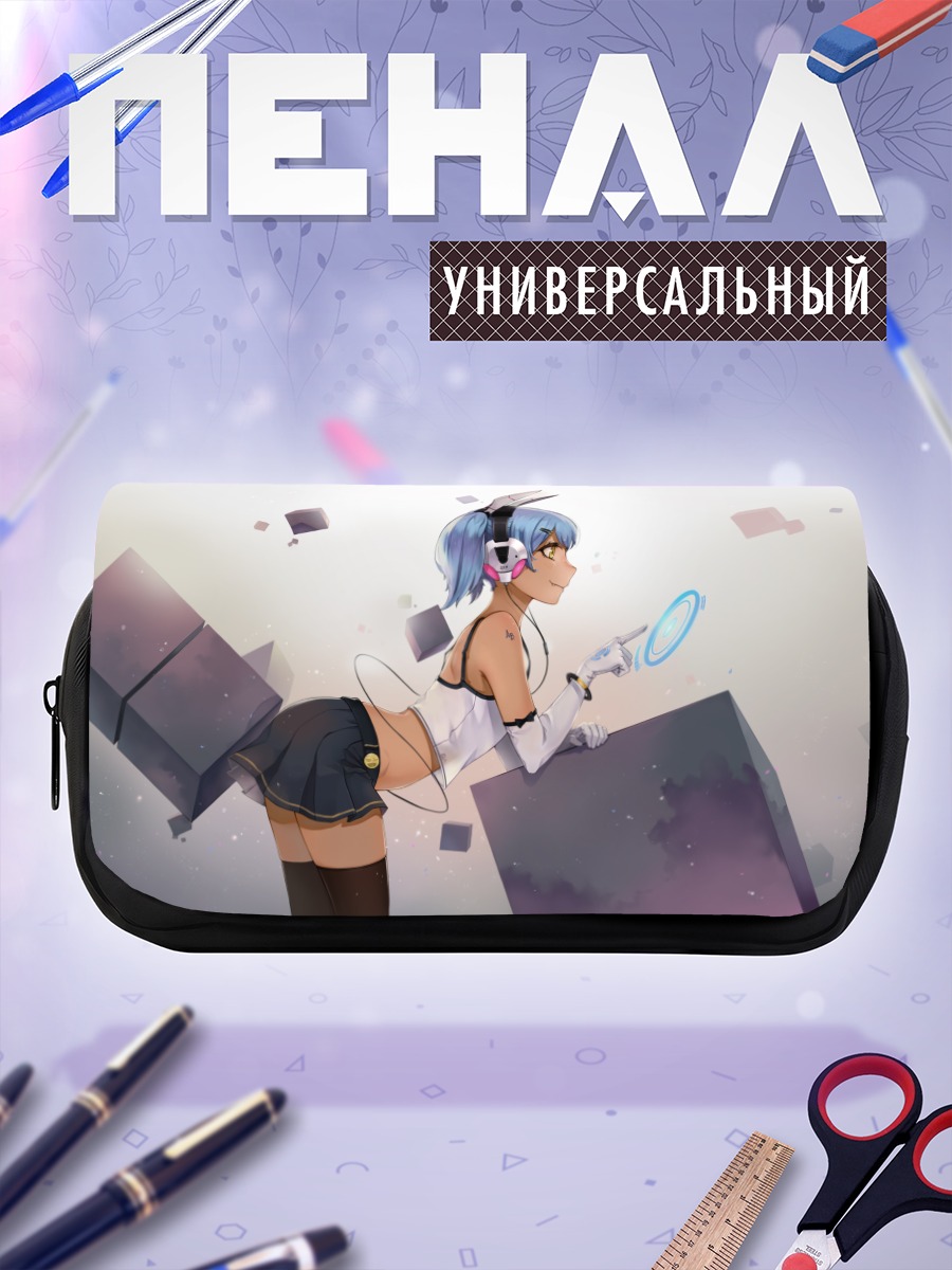 Пенал-косметичка Мику Хацунэ в наушниках