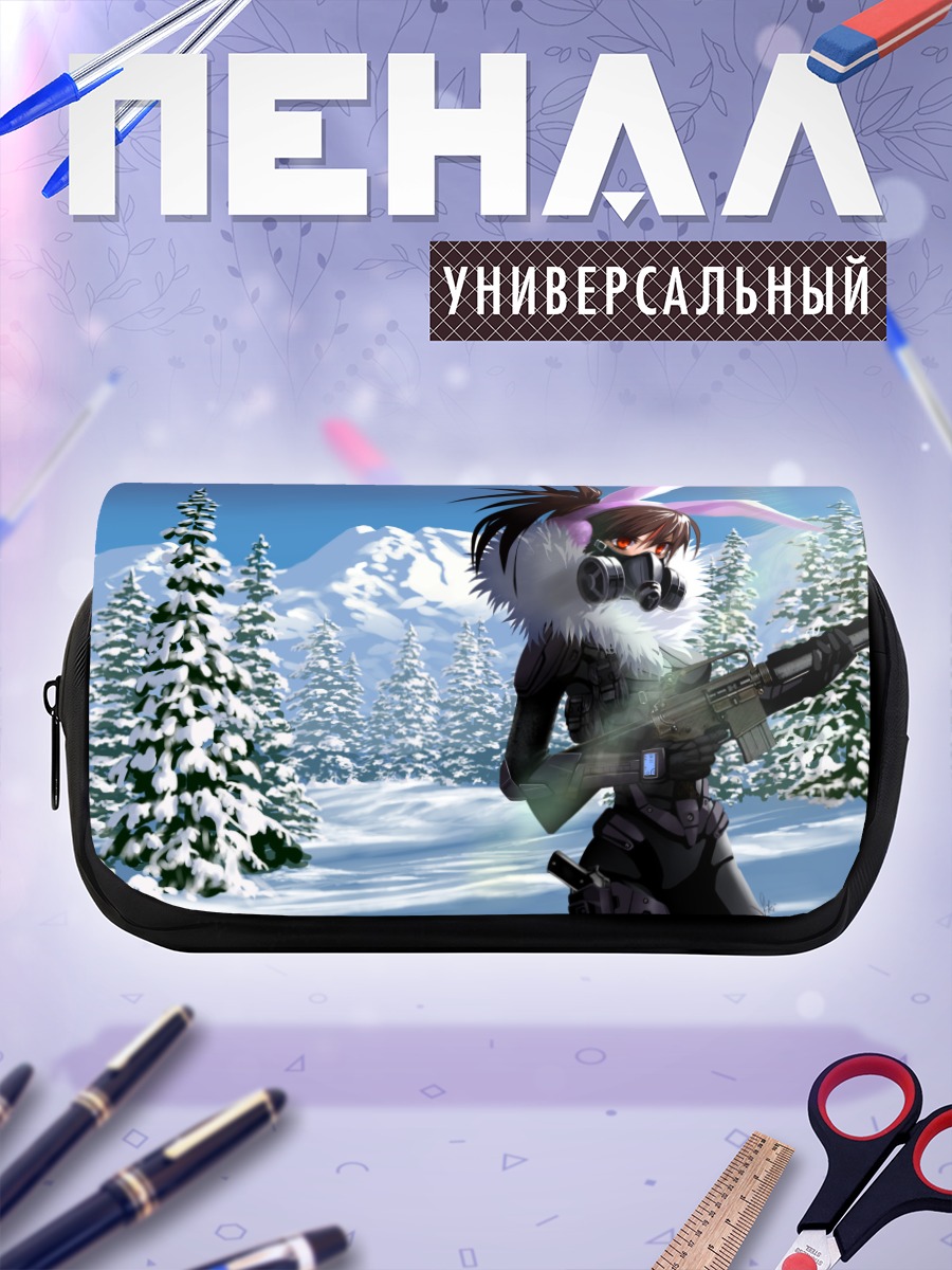 Пенал-косметичка Заячья девушка в снегах
