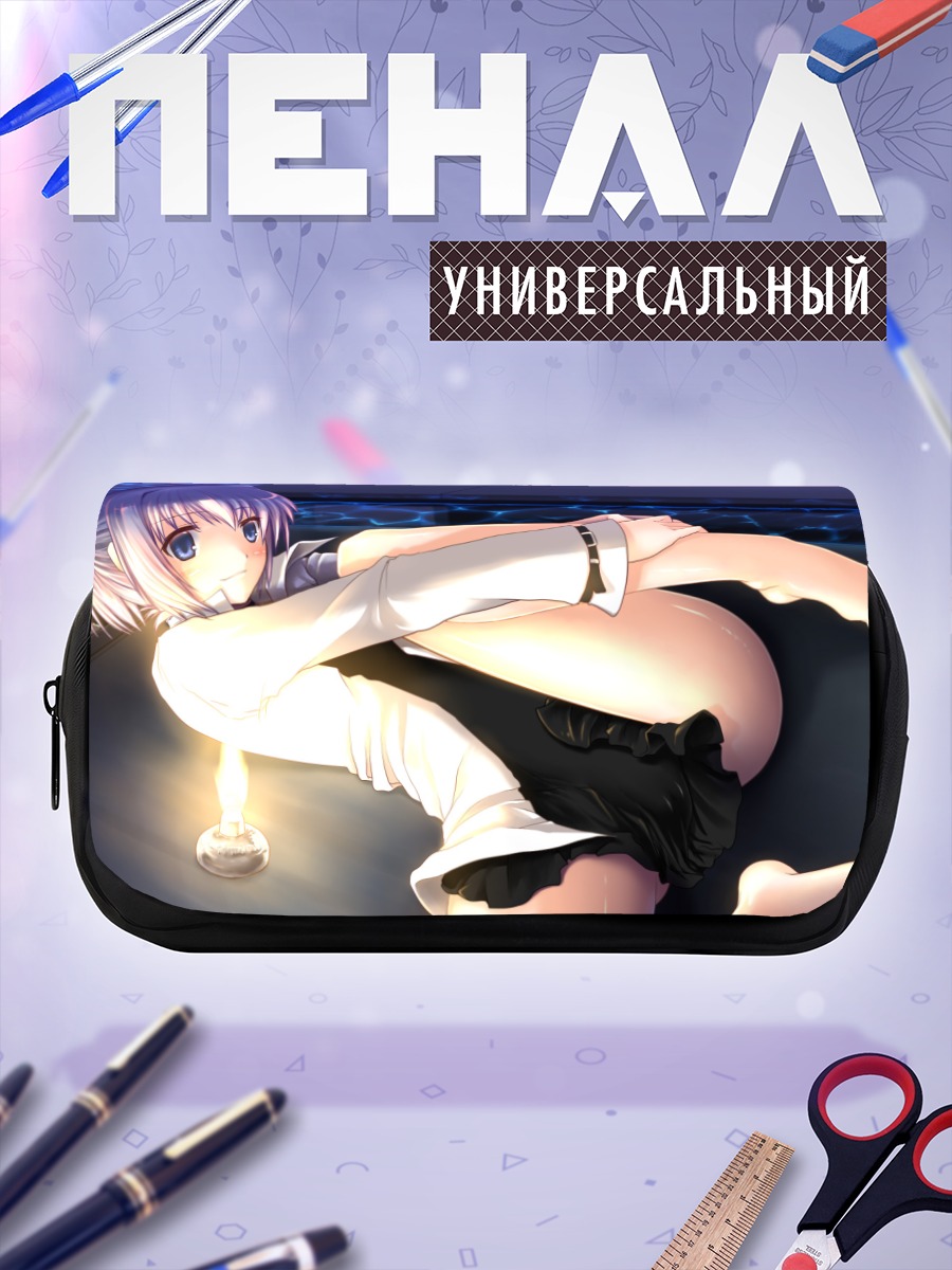 Пенал-косметичка Девушка с розовыми волосами