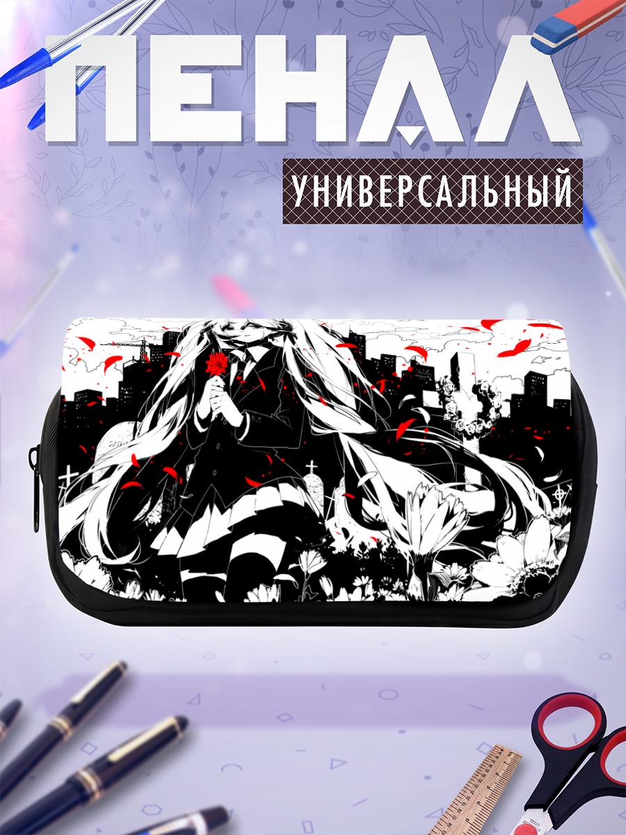 Пенал-косметичка Мику Хацунэ в цветах