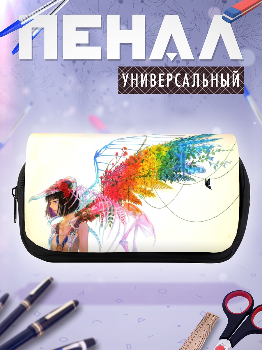 Пенал-косметичка Цветные крылья и розы