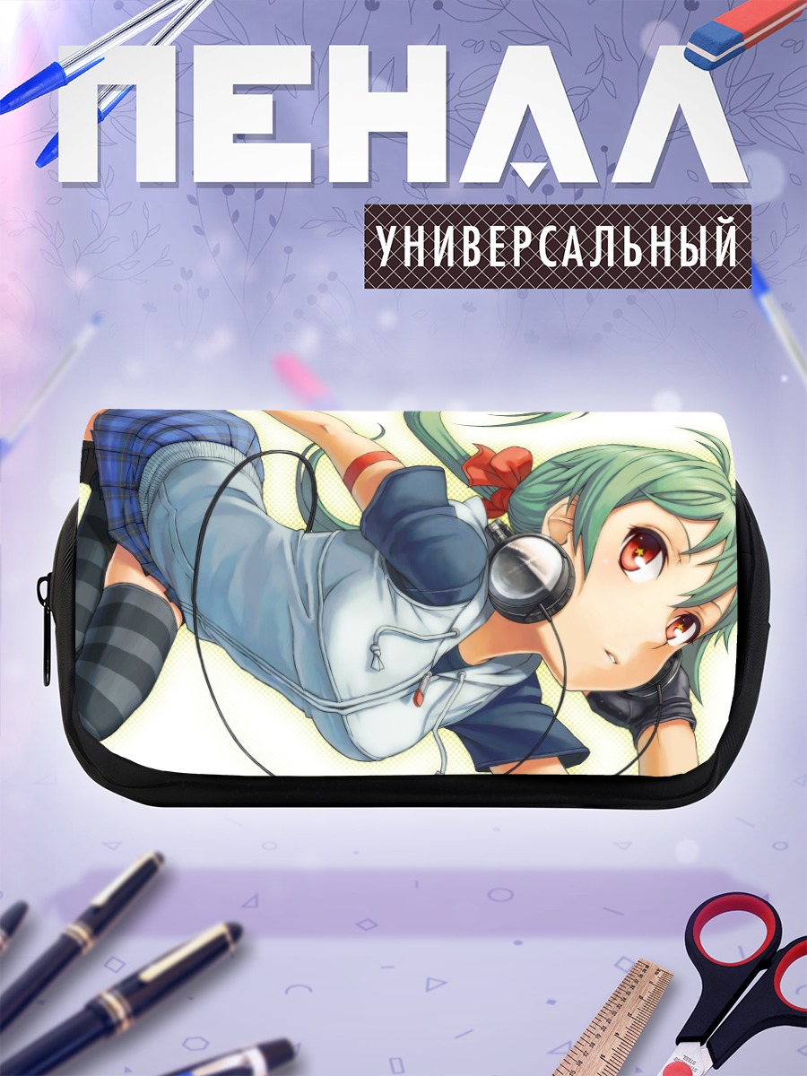 Пенал-косметичка Мику Хацунэ в наушниках