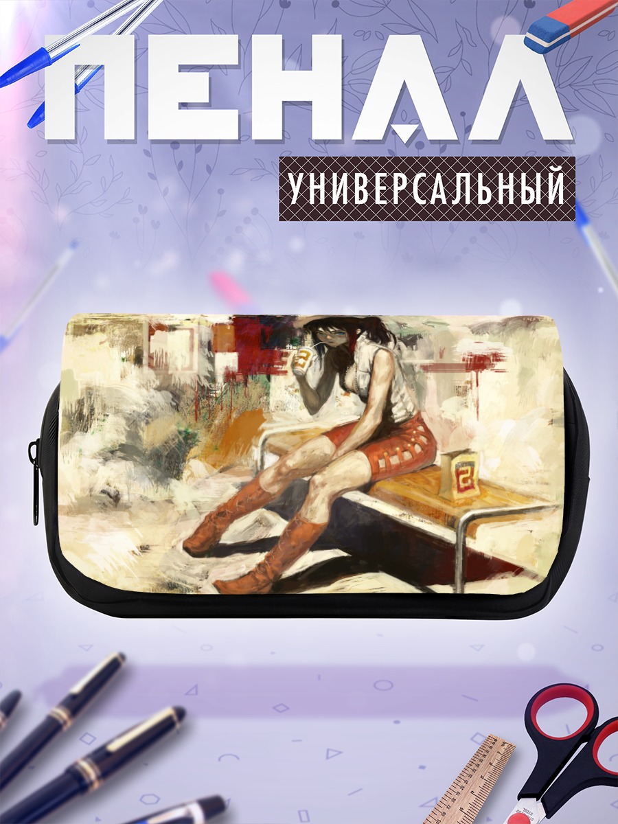 Пенал-косметичка Девушка с напитком