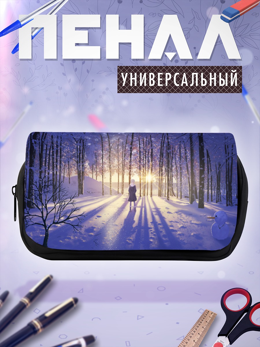 Пенал-косметичка Зимний лес и снеговик