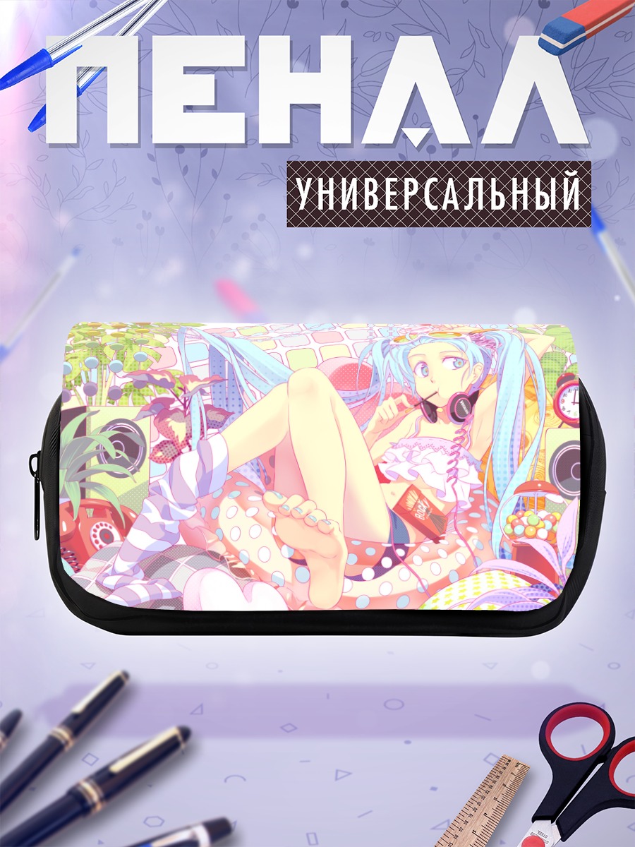 Пенал-косметичка Мику Хацунэ в наушниках