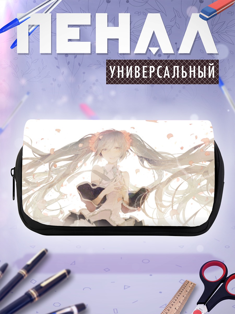 Пенал-косметичка Мику Хацунэ в цветах
