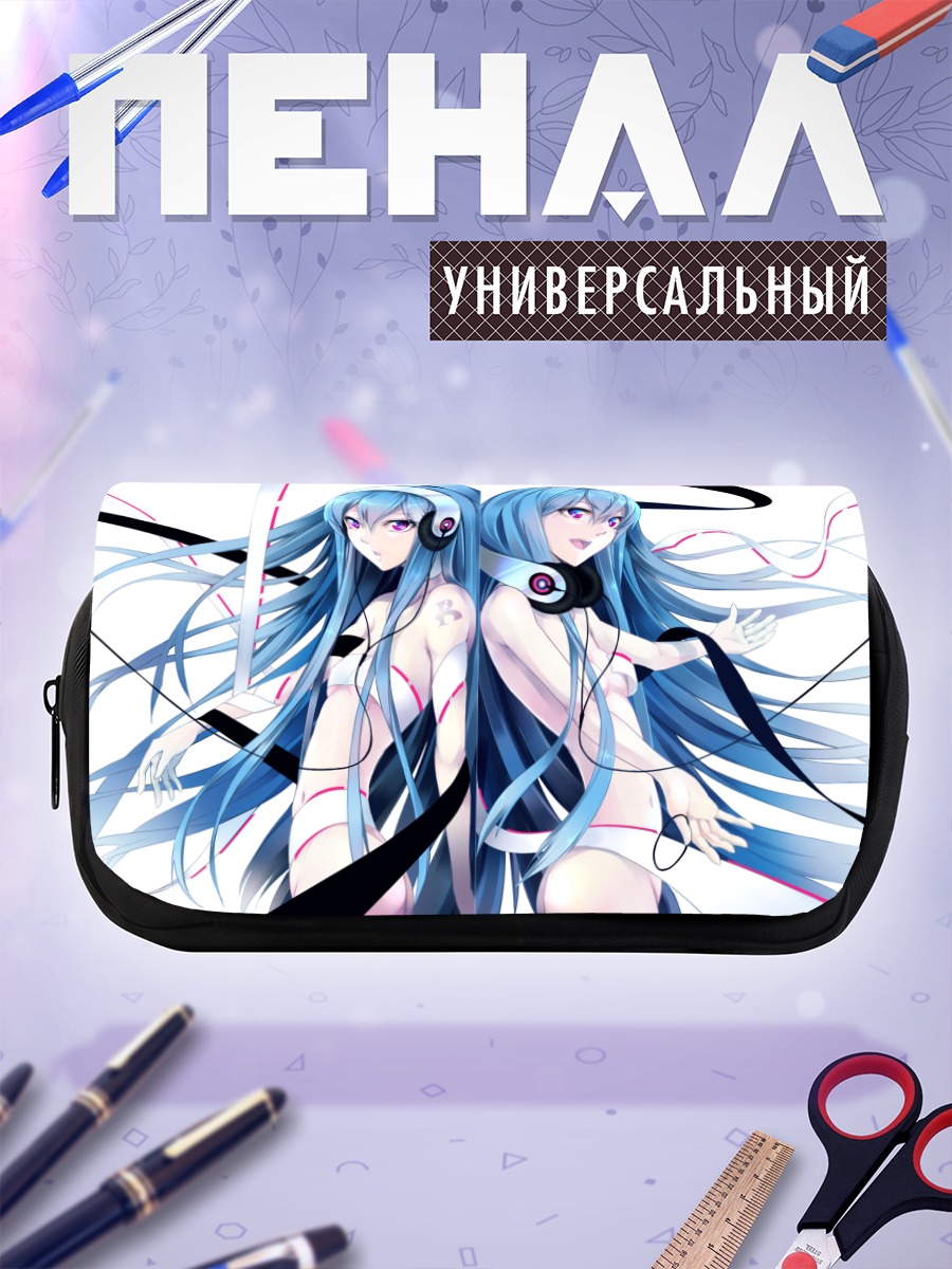 Пенал-косметичка Мику Хацунэ в наушниках