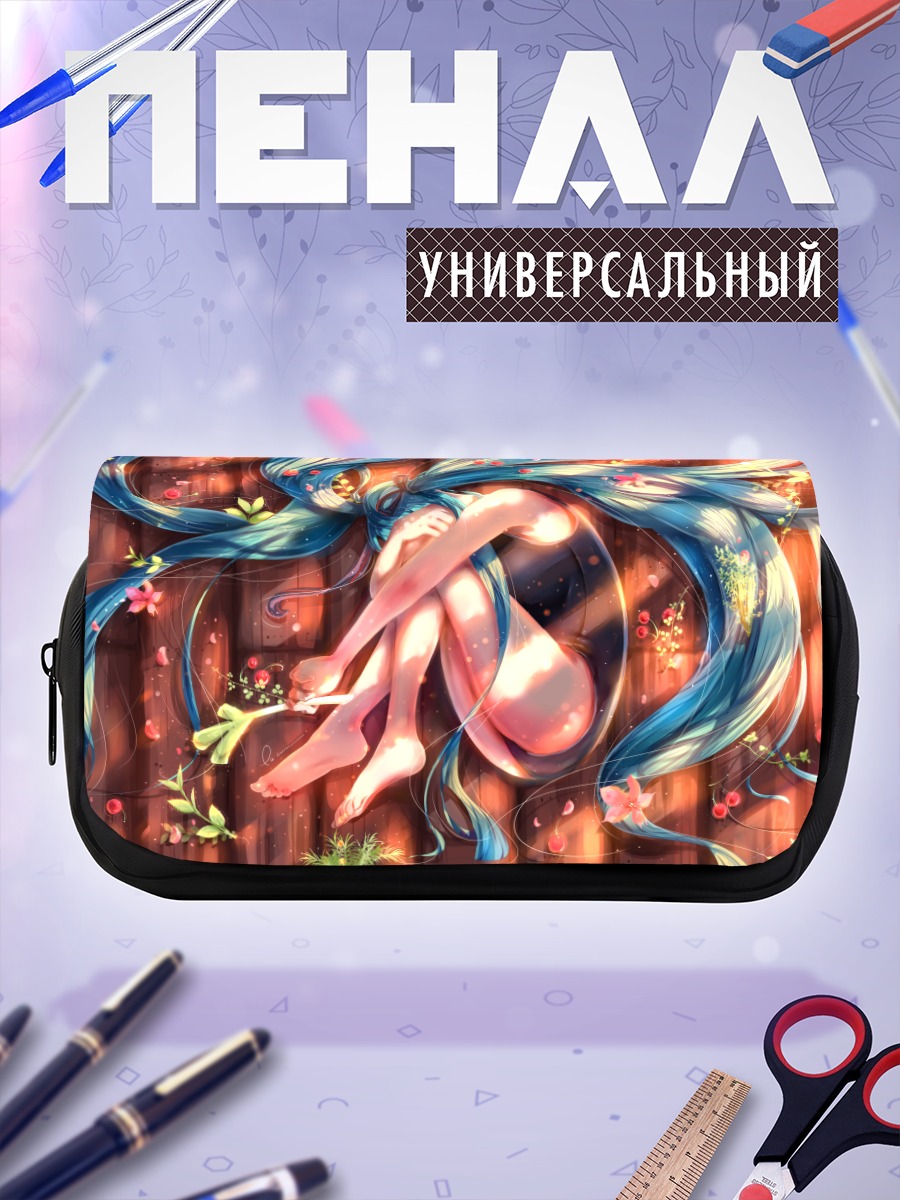 Пенал-косметичка Мику Хацунэ в цветах
