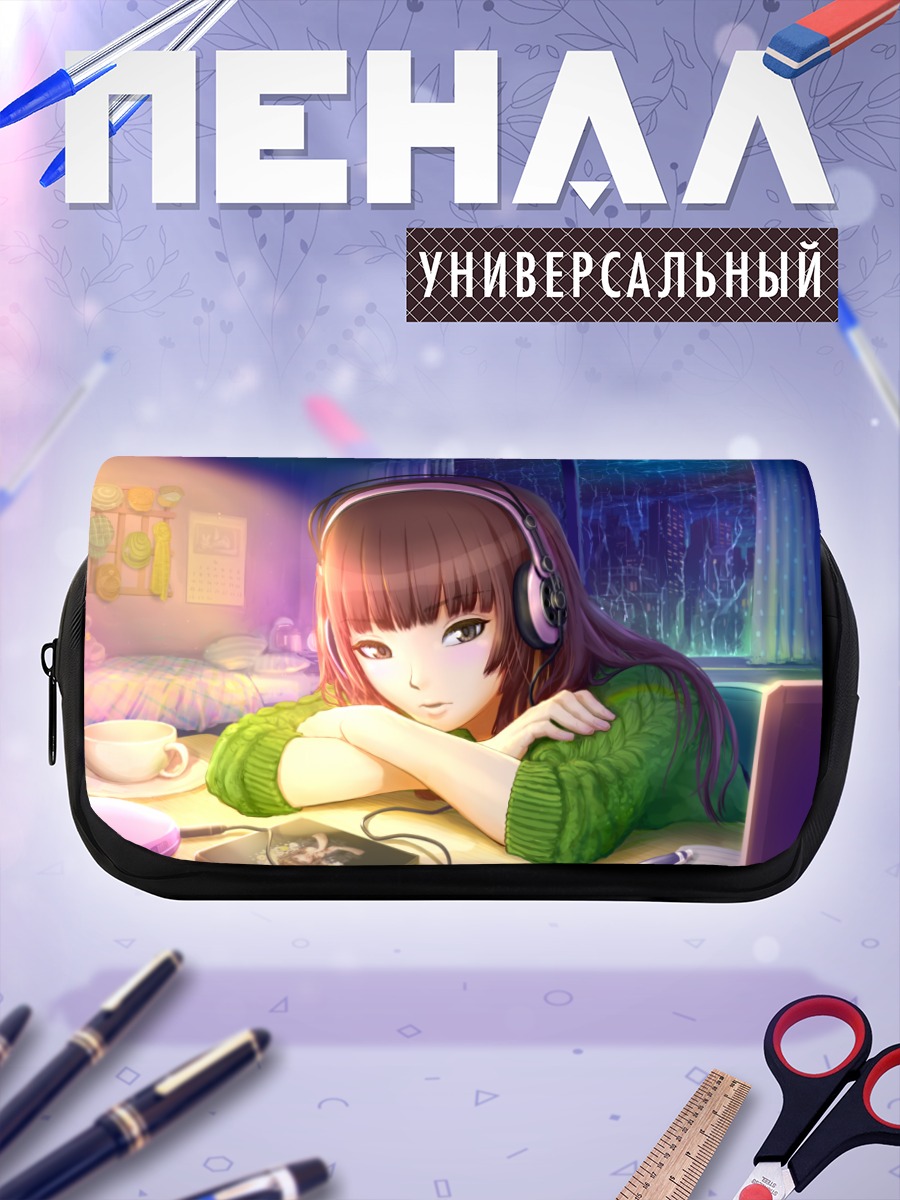 Пенал-косметичка Риса Камизаки в наушниках
