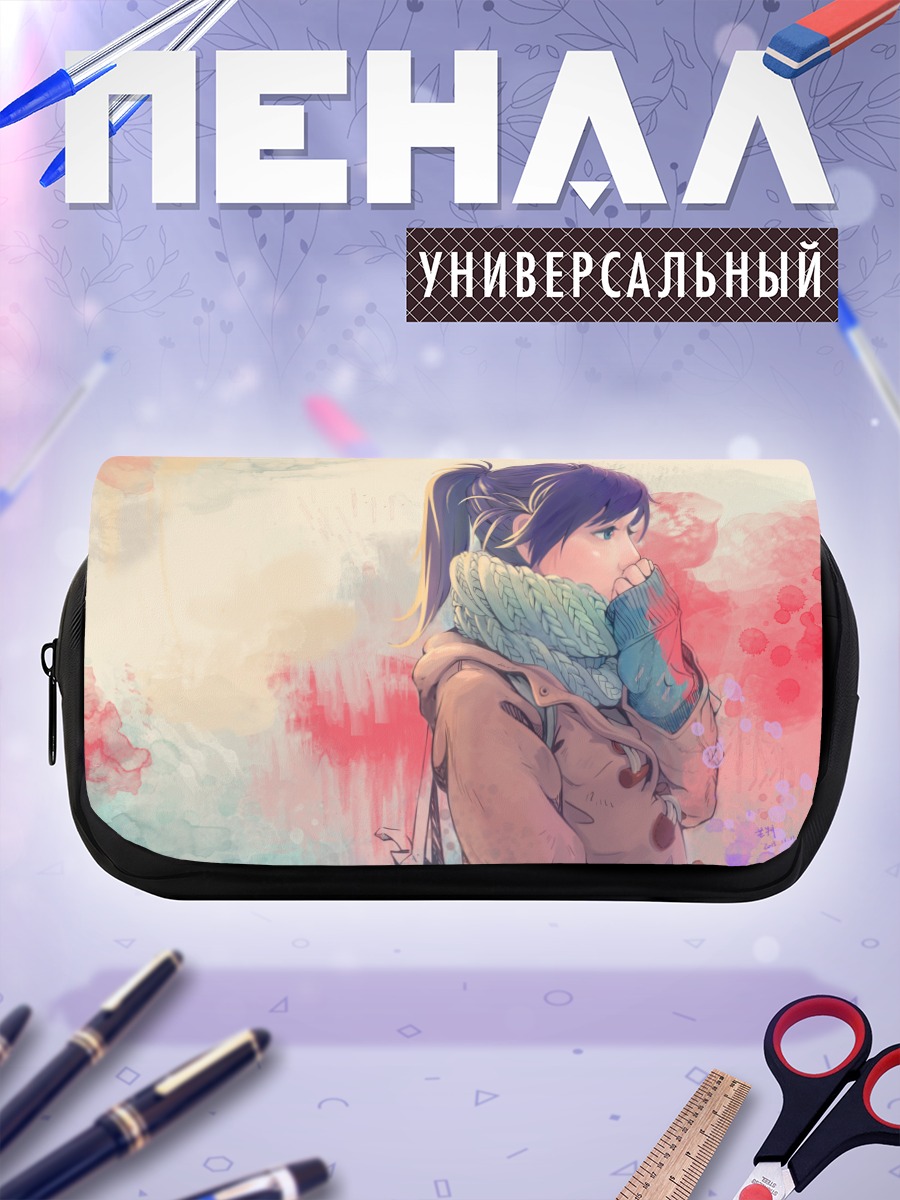 Пенал-косметичка Девушка в шарфе