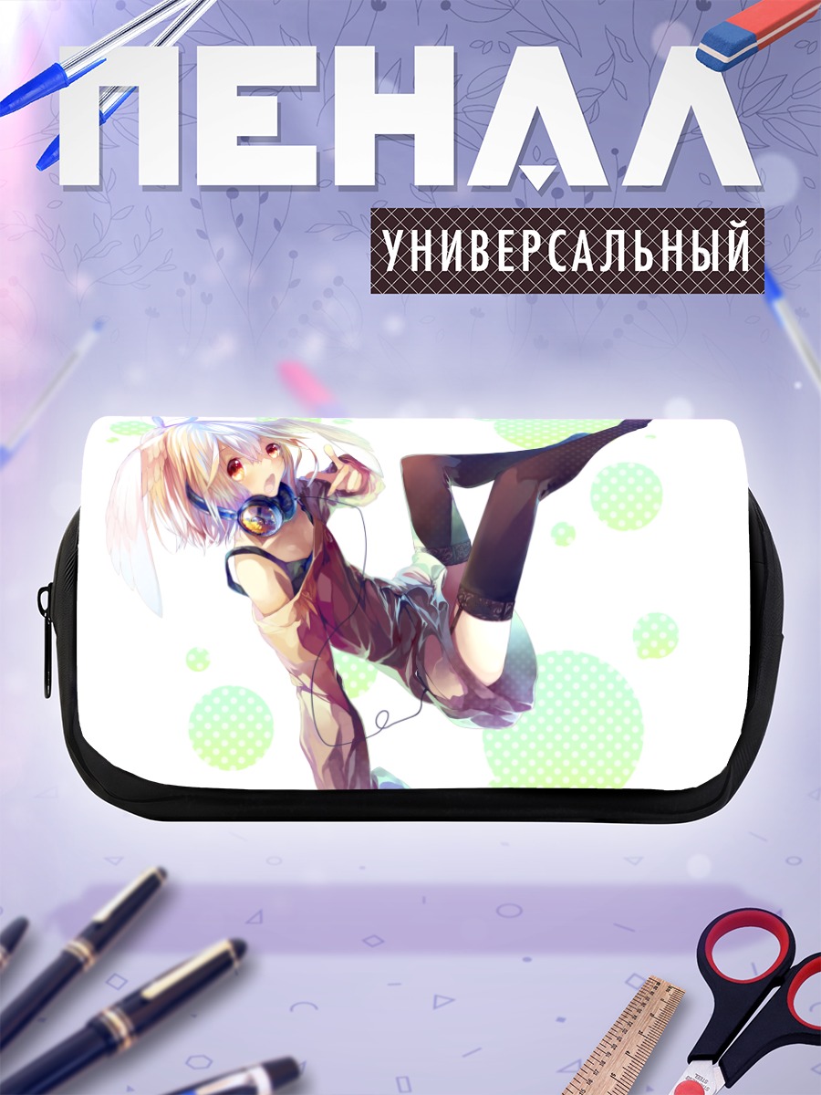 Пенал-косметичка Мику Хацунэ в наушниках