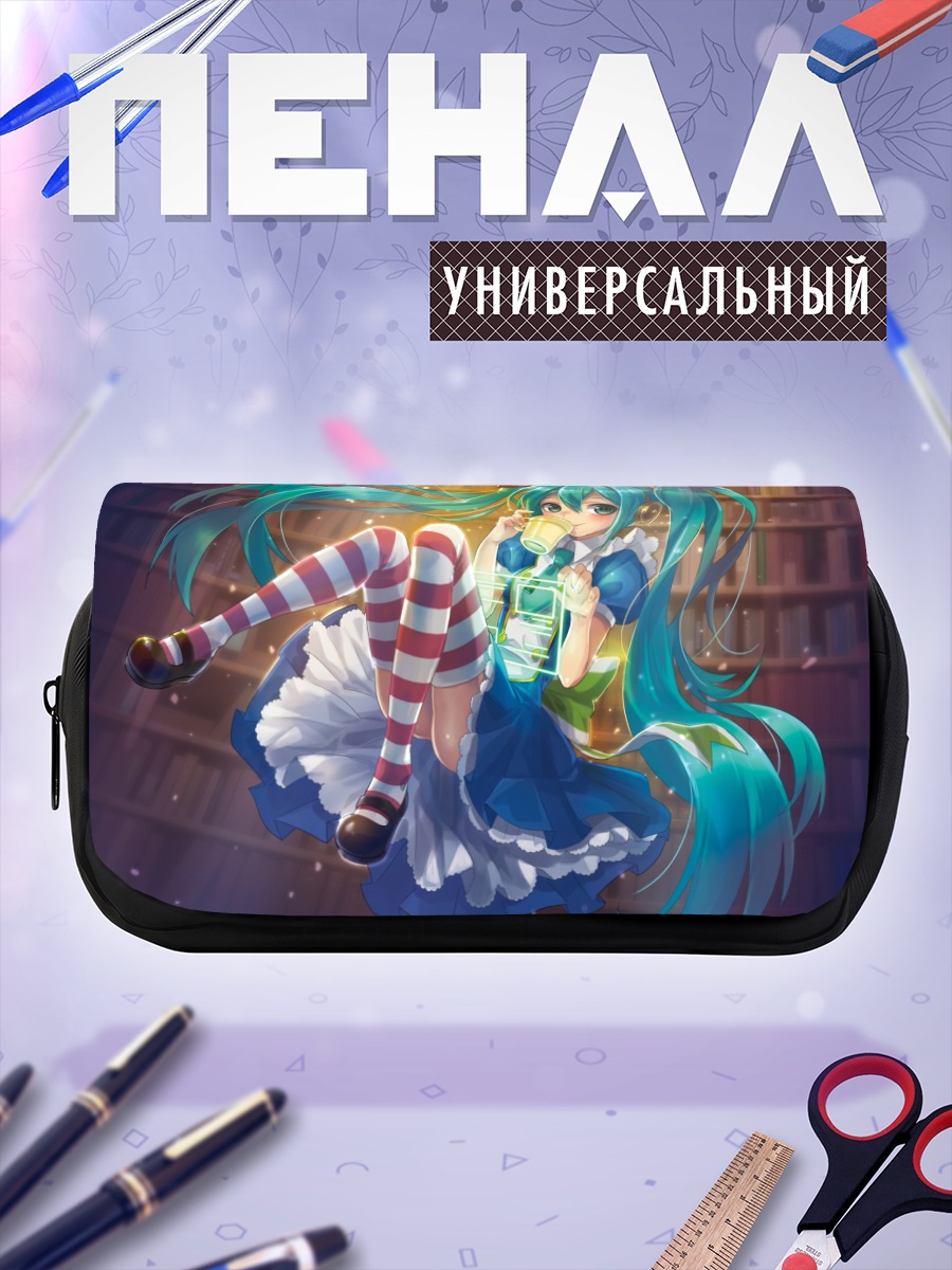 Пенал-косметичка Мику Хацунэ с напитком