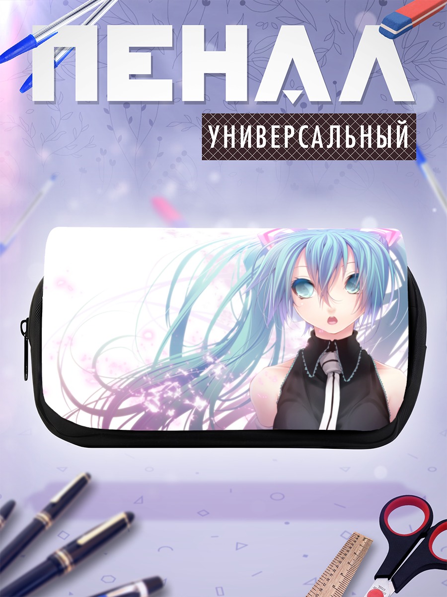 Пенал-косметичка Мику Хацунэ в цветах