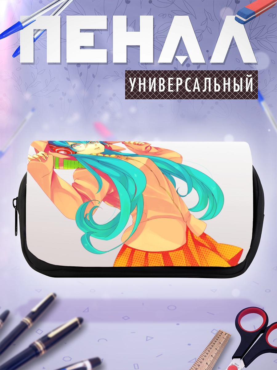 Пенал-косметичка Мику Хацунэ в наушниках