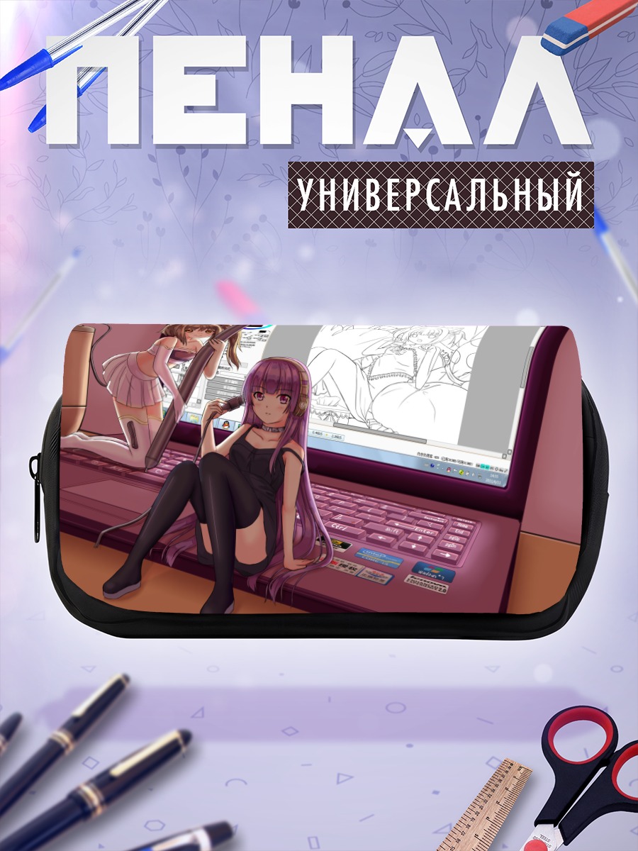 Пенал-косметичка Мику Хацунэ за ноутбуком