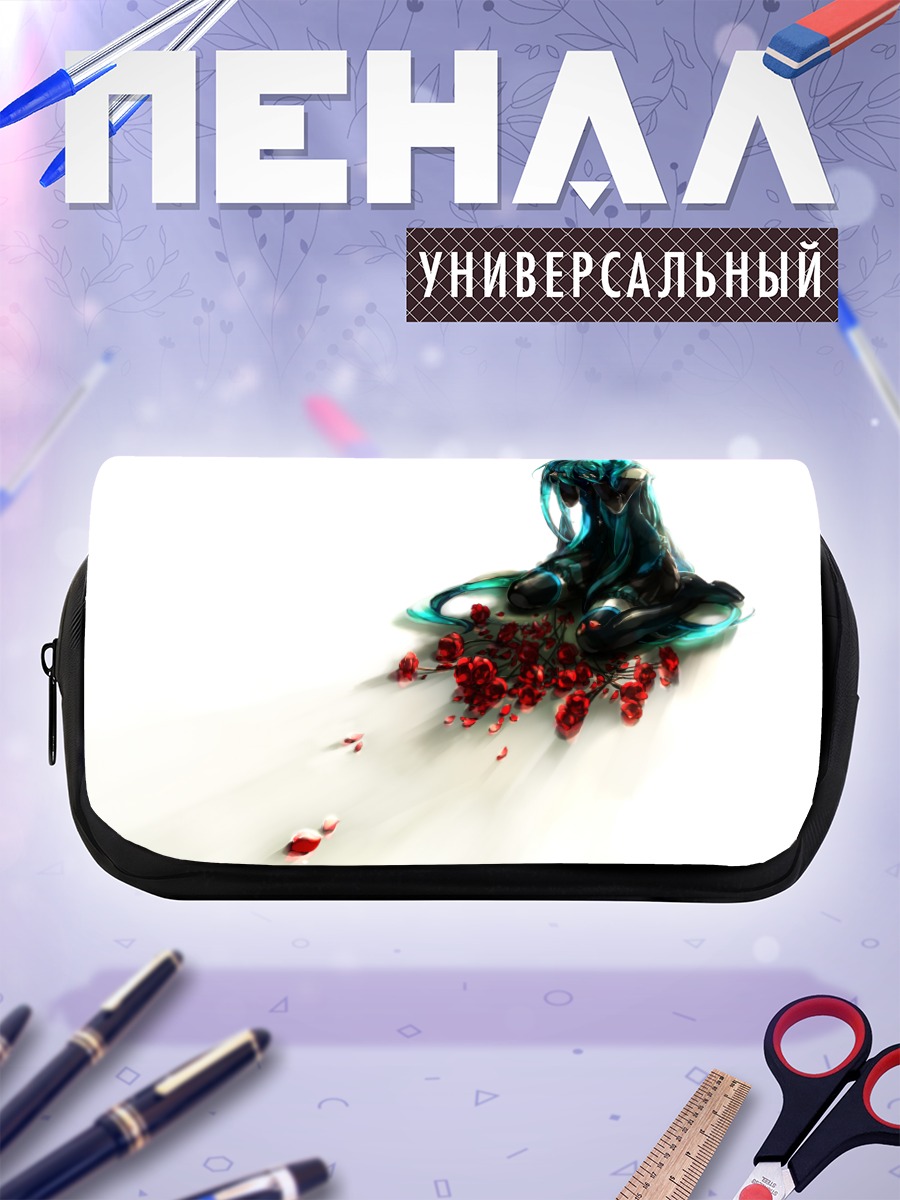 Пенал-косметичка Мику Хацунэ в цветах