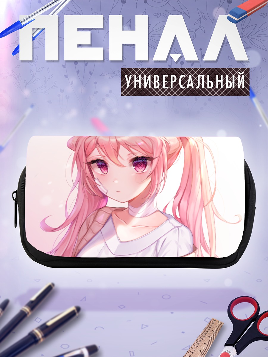 Пенал-косметичка Розовая девушка с хвостами