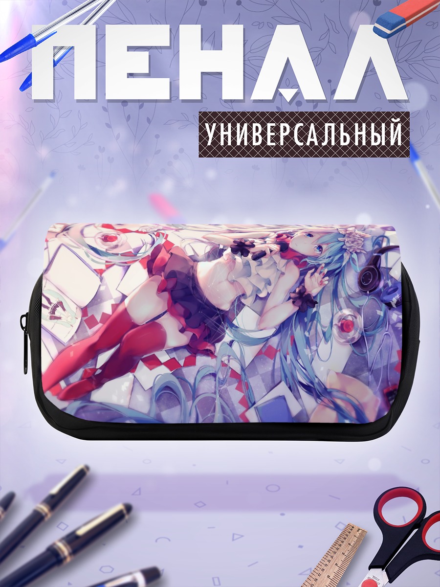 Пенал-косметичка Мику Хацунэ в цветах