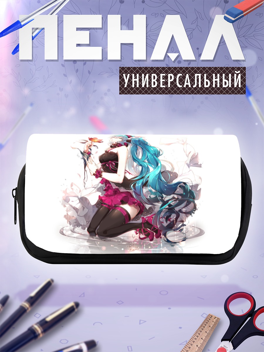 Пенал-косметичка Мику Хацунэ с лилией