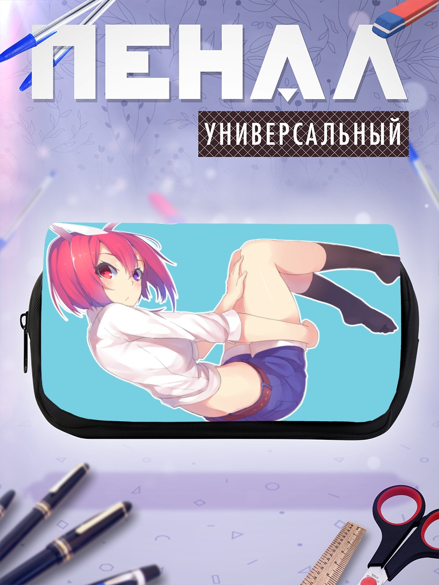 Пенал-косметичка Девушка-зайка с рыжими волосами