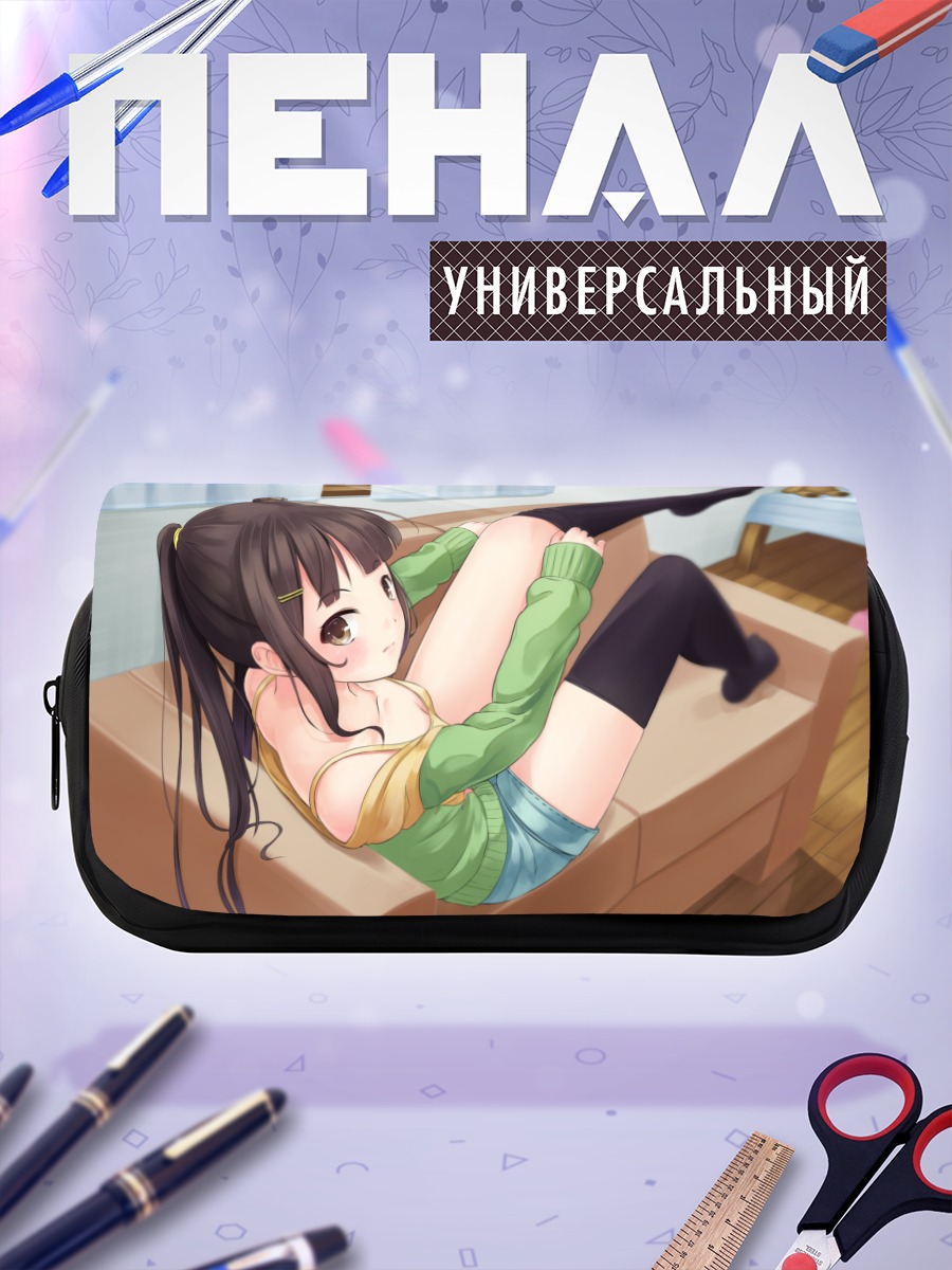 Пенал-косметичка Девушка с мишкой