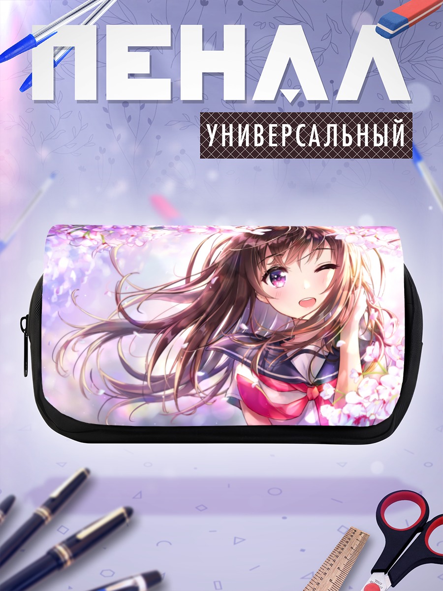 Пенал-косметичка Девушка в сакуре