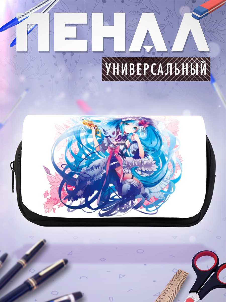 Пенал-косметичка Мику Хацунэ в цветах