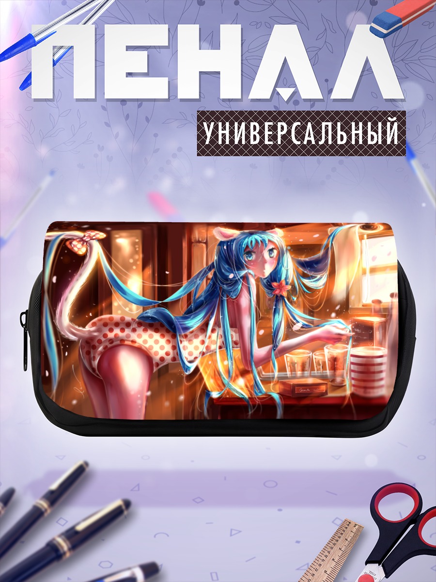 Пенал-косметичка Мику Хацунэ в кафе