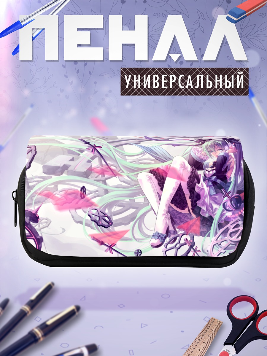 Пенал-косметичка Мику Хацунэ в цветах