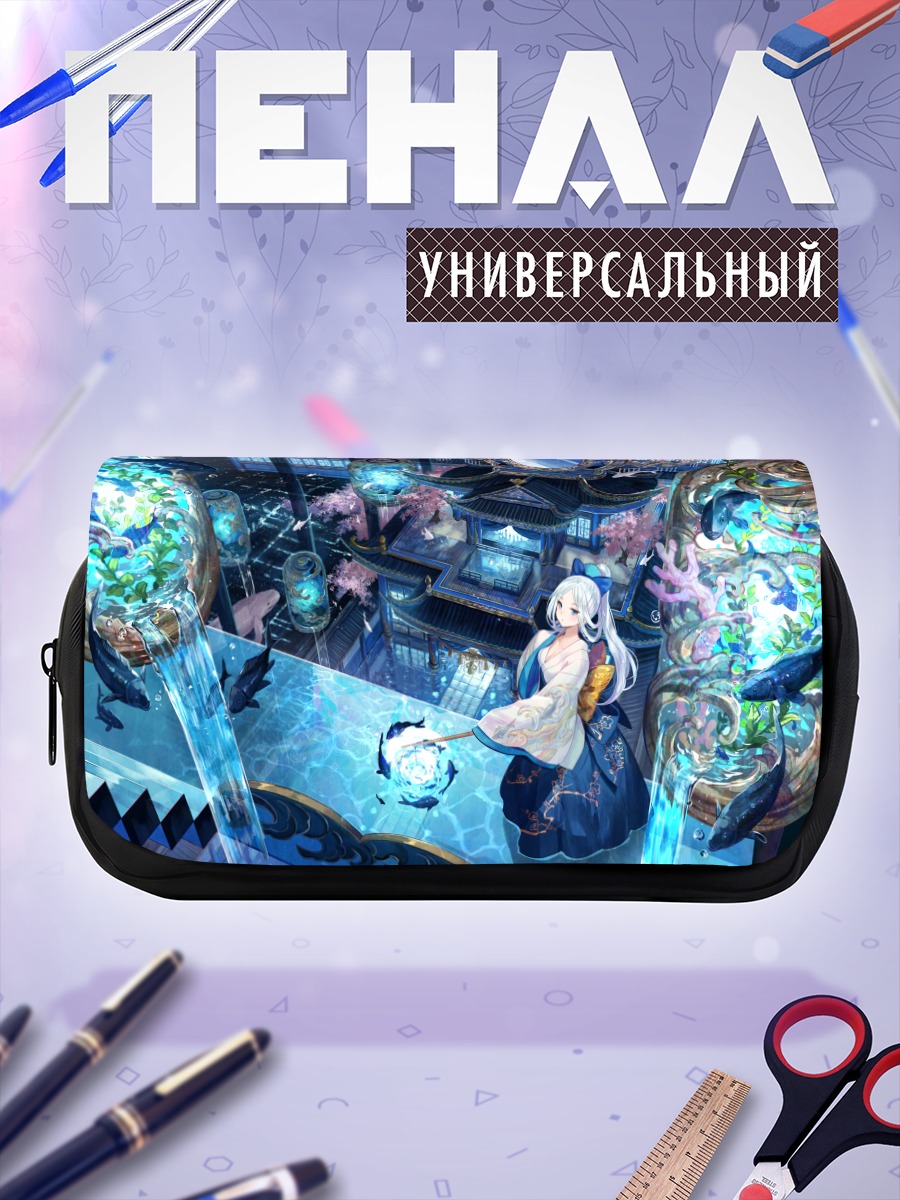 Пенал-косметичка Девушка в цветах и воде