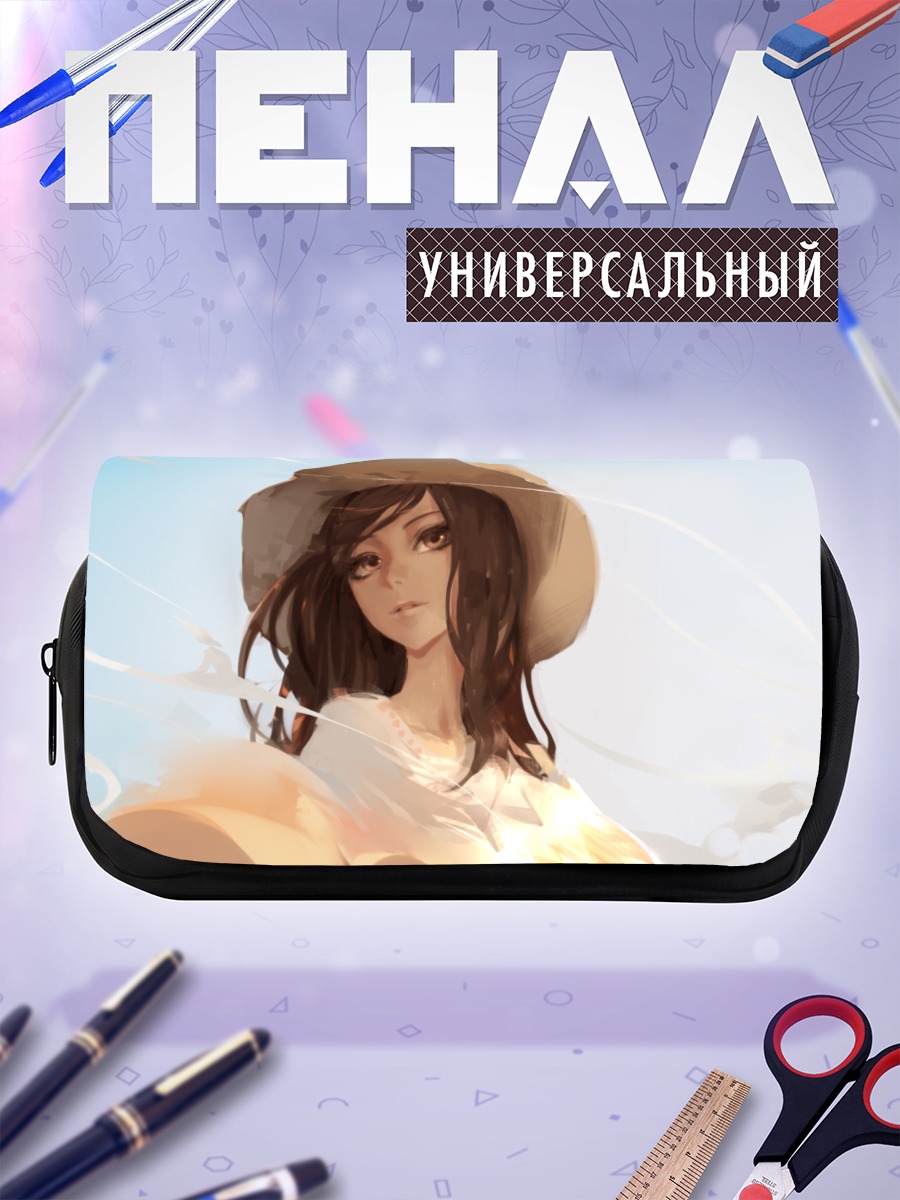 Пенал-косметичка Девушка в шляпе