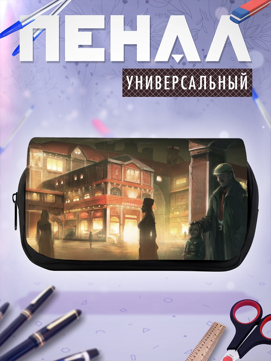 Пенал-косметичка Ночной город и цветы