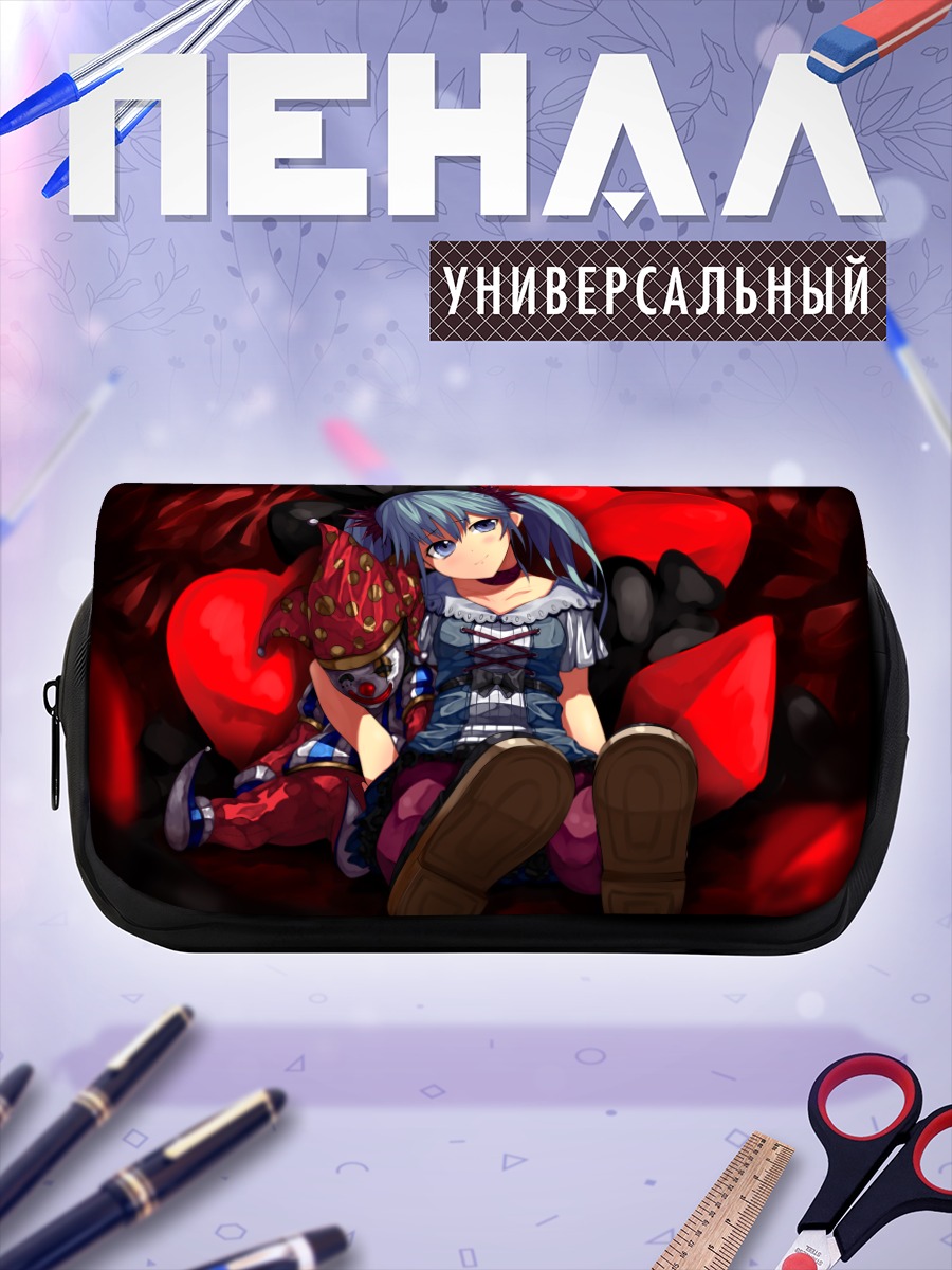 Пенал-косметичка Мику Хацунэ с сердцами