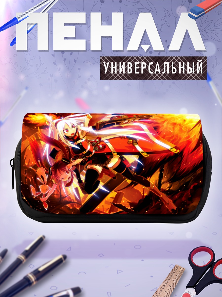Пенал-косметичка Девушка с оружием в огне