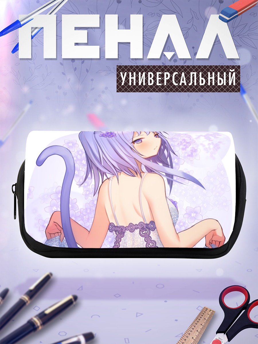Пенал-косметичка Девушка-кошка в цветах