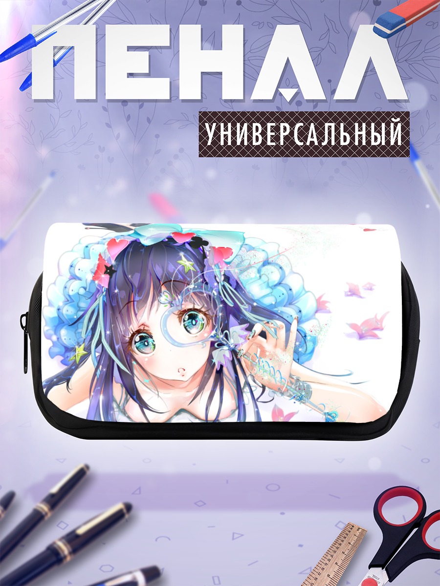 Пенал-косметичка Мику Хацунэ с цветами