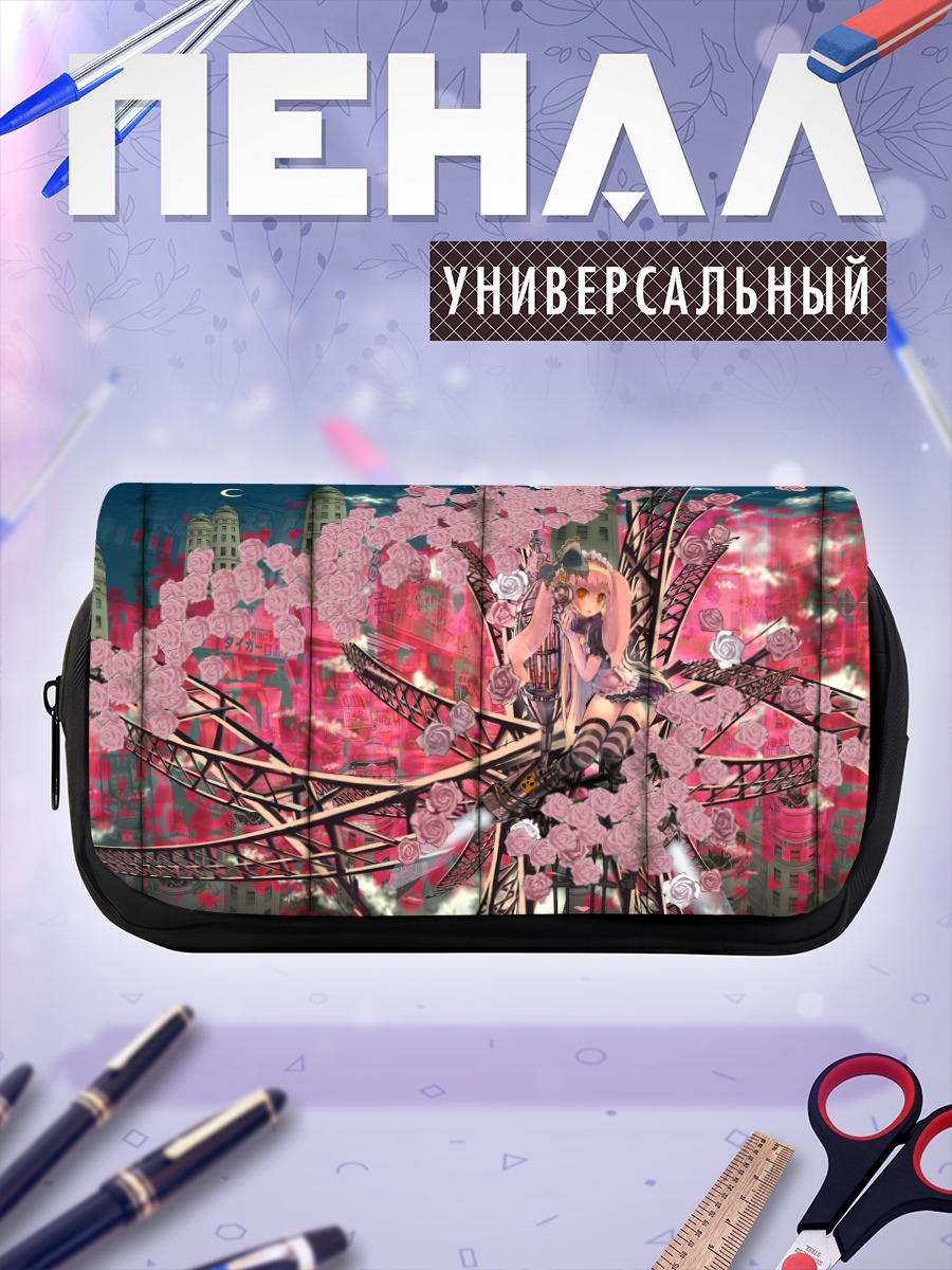 Пенал-косметичка Мику Хацунэ в цветах