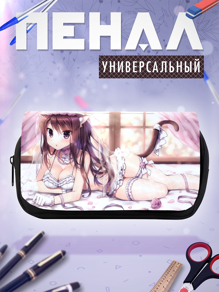 Пенал-косметичка Кошкодевочка в цветах