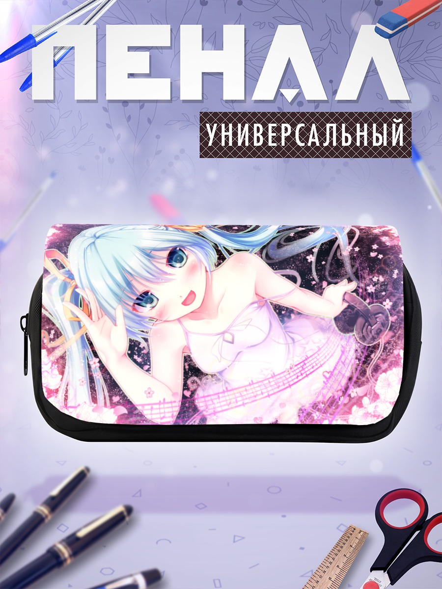 Пенал-косметичка Мику Хацунэ в цветах