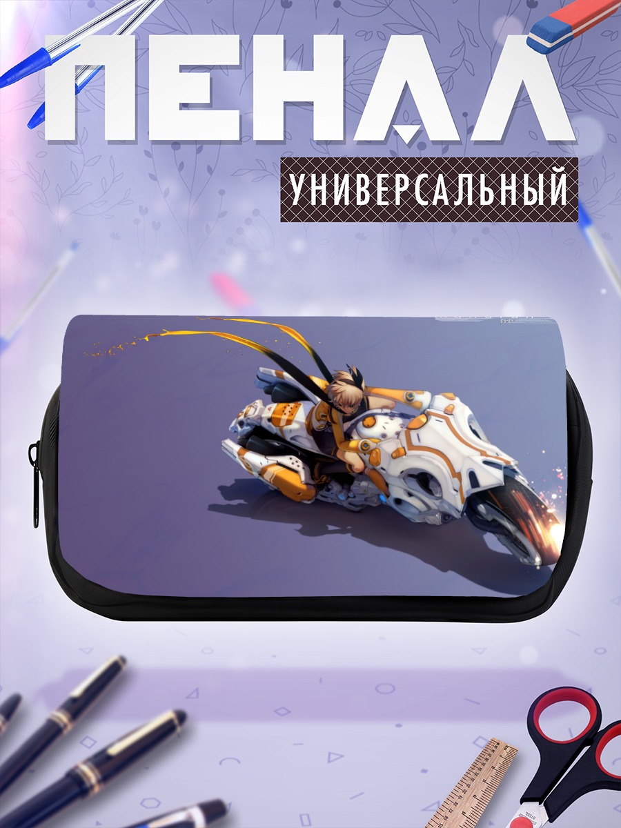 Пенал-косметичка Блондинка на мотоцикле