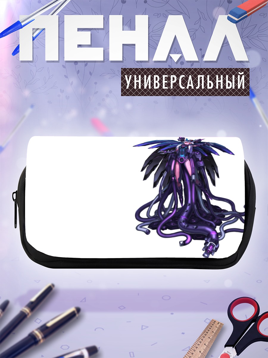 Пенал-косметичка Меха-девушка в фиолетовом