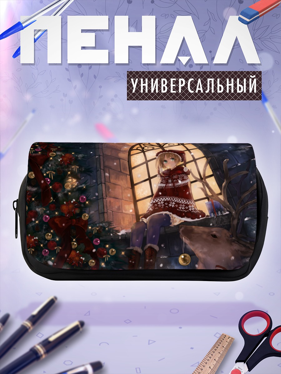 Пенал-косметичка Олень в зимнем лесу