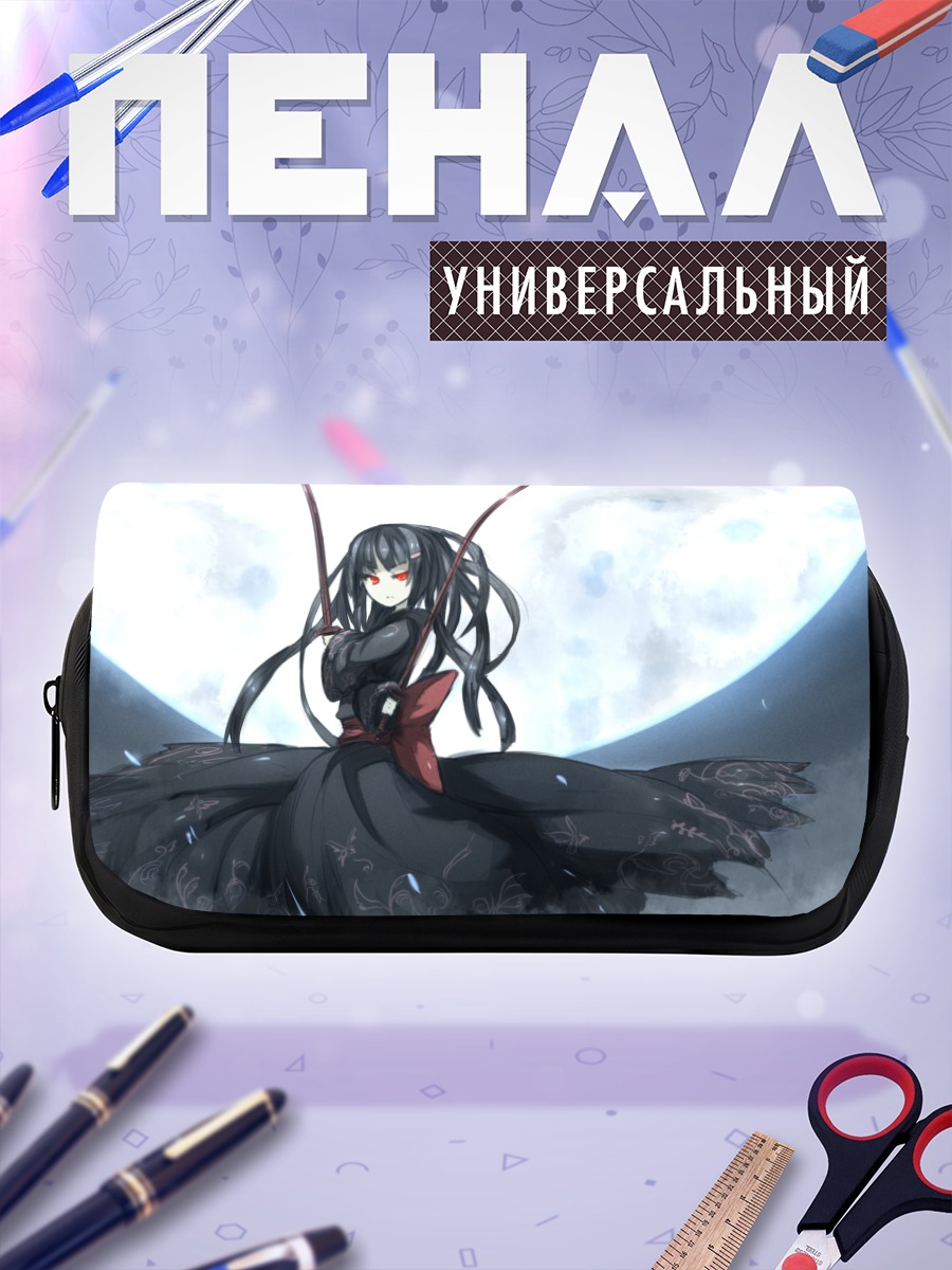Пенал-косметичка Девушка с катаной в лунном свете