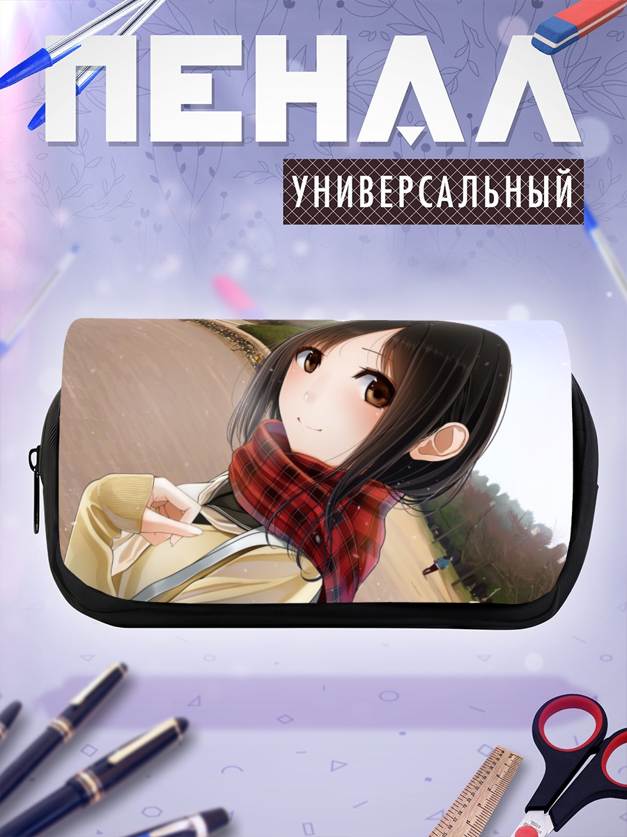 Пенал-косметичка Девушка в шарфе