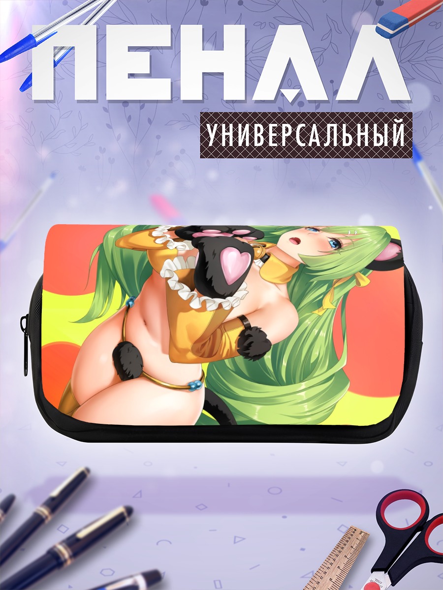 Пенал-косметичка Кошка с зелеными волосами