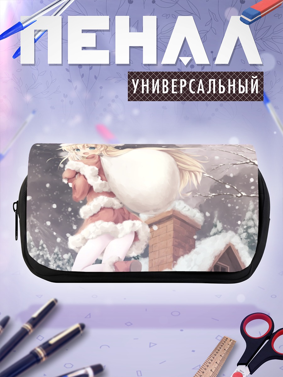 Пенал-косметичка Блондинка в костюме Санты
