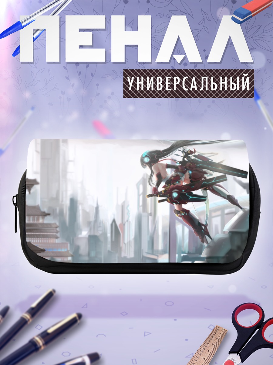 Пенал-косметичка Меха-девушка с луком