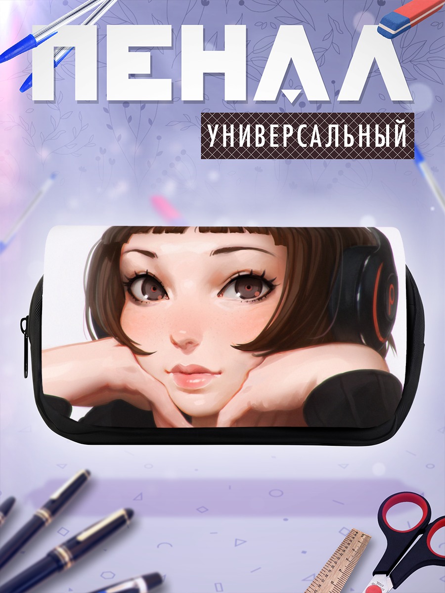 Пенал-косметичка Девушка в наушниках