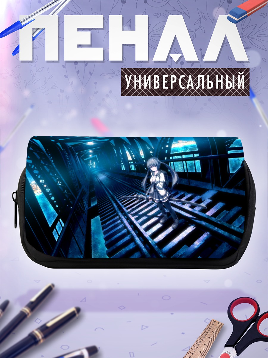 Пенал-косметичка Девушка с катаной в городе