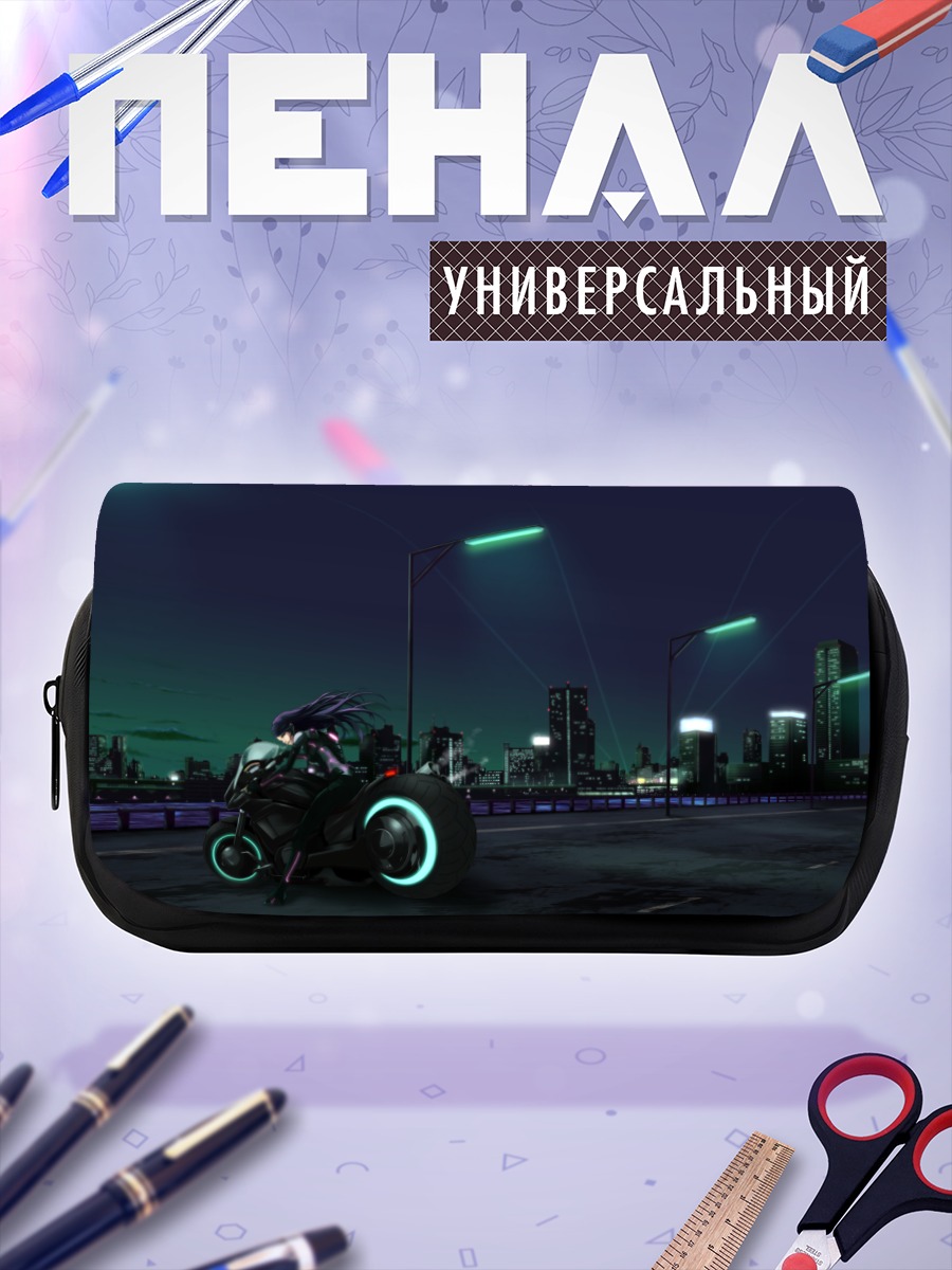 Пенал-косметичка Ночной город и мотоцикл